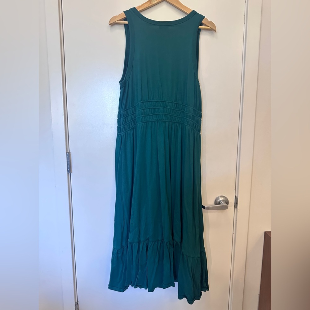 Torrid 0x sleeveless botanical garden Emerald Green Midi Dress cotton! Pockets! - Picture 6 of 8